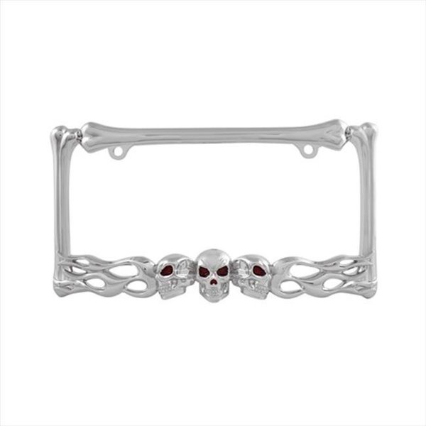 Pilot Automotive Pilot Automotive WL263-C Skull & Flame License Frame - Chrome WL263-C